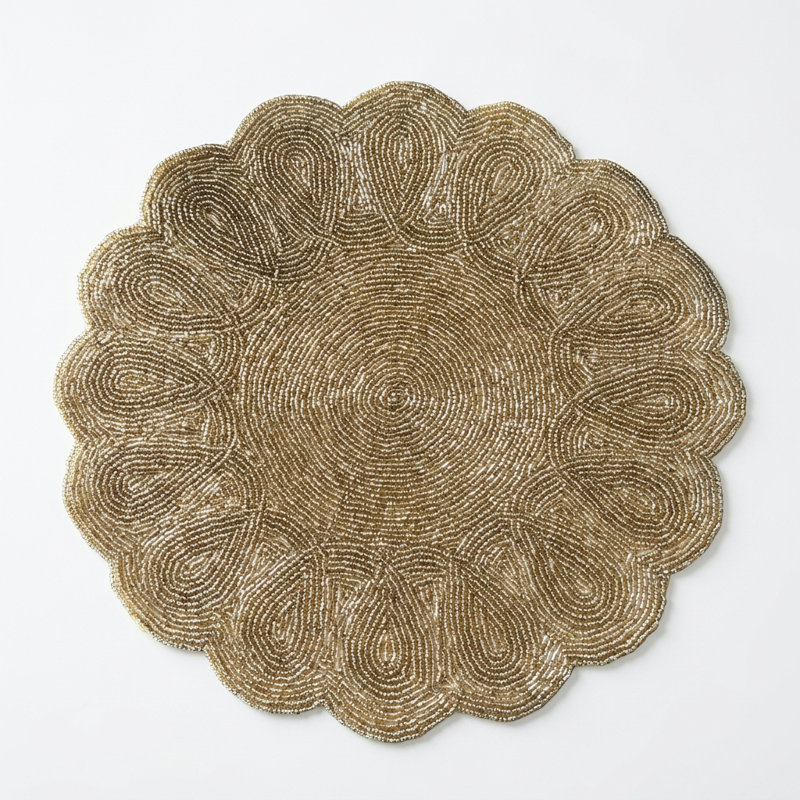 Liza 14" Beaded Placemats Scallop, Gold