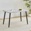 Table de salle à manger rectangulaire moderne et minimaliste, pouvant accueillir de 4 à 6 personnes. Comptoir en verre trempé + panneau de fibres à densité moyenne, texture imitation marbre. Convient aux restaurants minimalistes.-129704784-129704788-129761717