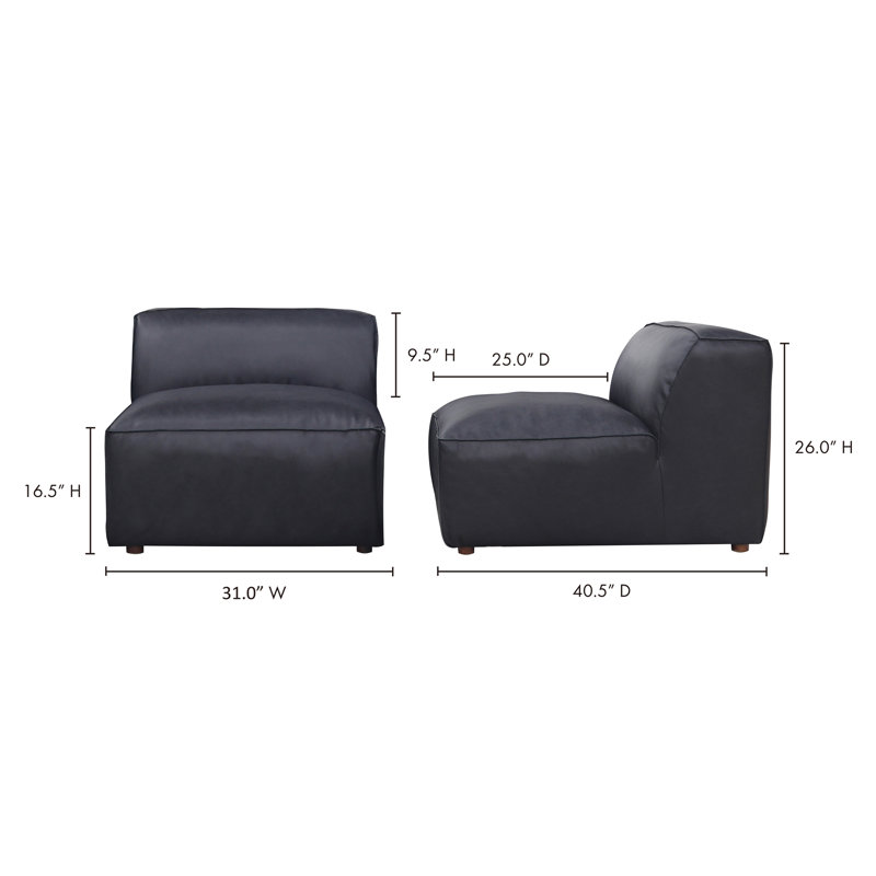 Foley Genuine Leather Slipper Chair, Black Top Grain Leather