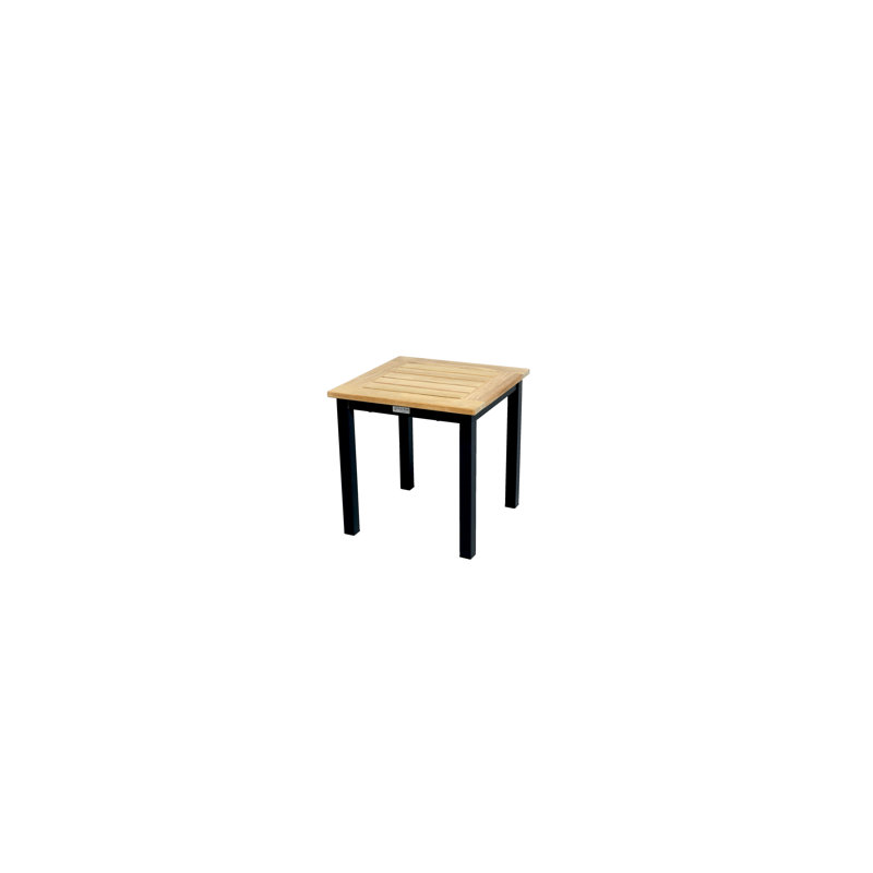 Soho 20" Teak Aluminum Outdoor Tall Square Side Table, Black