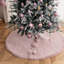 Jupe de sapin de Noël en fausse fourrure rose, housse de pied de sapin luxueuse et moelleuse pour la décoration des fêtes et la décoration festive de la maison