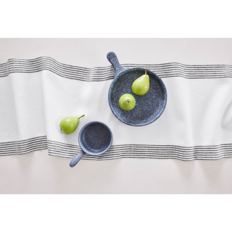 Lucca - 100% Pure Linen Table Runner, 108" x 14", Black