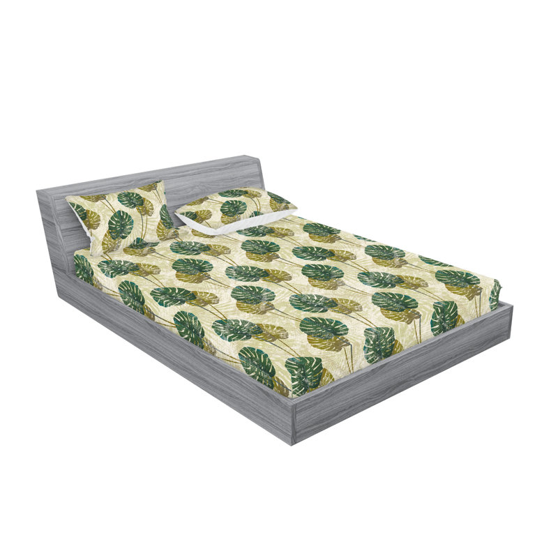 Drap-housse et taies décoratives 3 pièces Ambesonne, Fauve vert forêt / floral