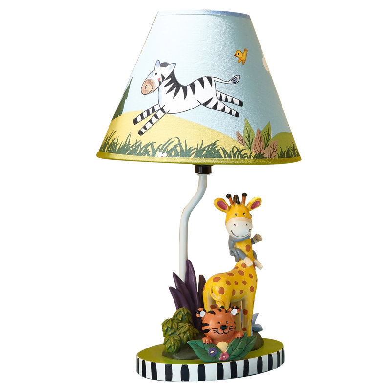 Lampe de table Teamson Kids Sunny Safari avec base sculptée et abat-jour imprimé