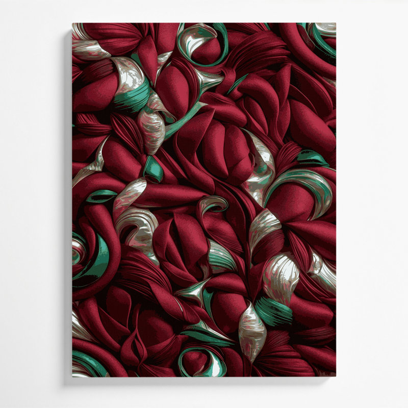 Art abstrait sur toile, formes abstraites rouges, H 24 po x l 20 po
