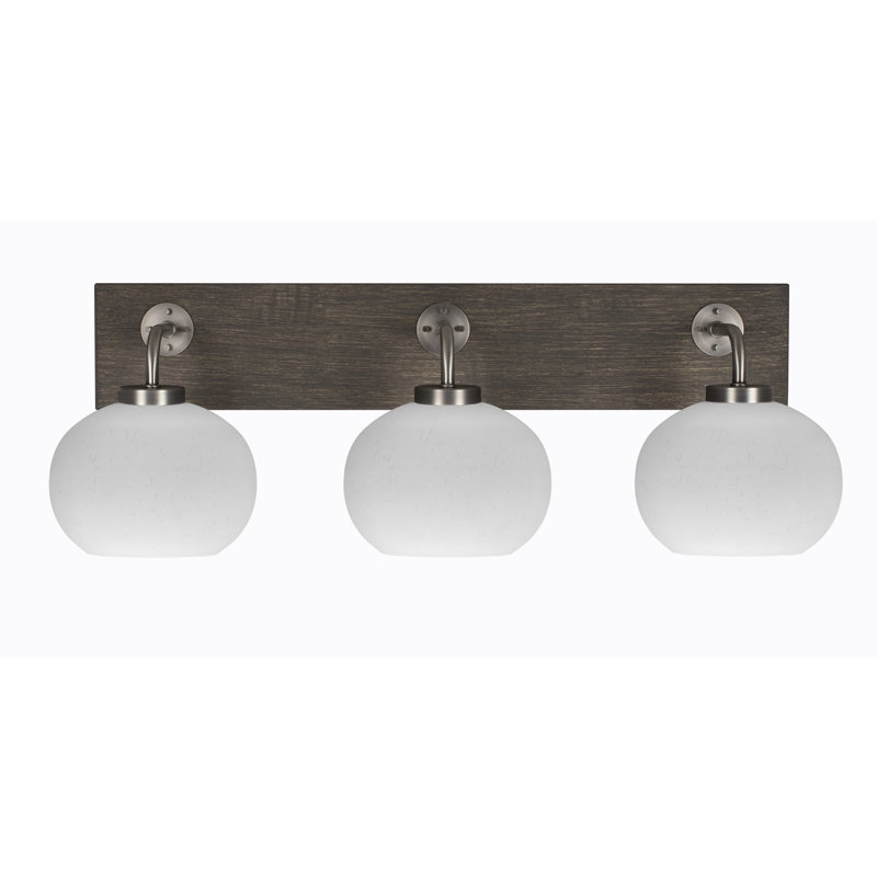 Barre d'éclairage de salle de bain 3 lumières Oxbridge, Graine noire, Graphite / bois vieilli