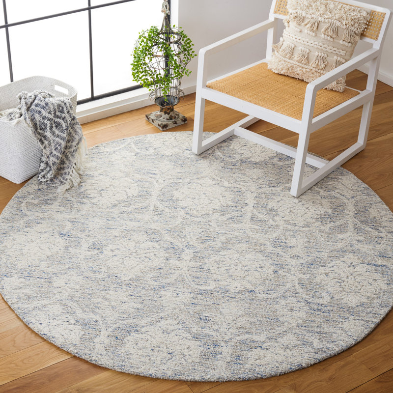 Alfie-James Metro Hand Tufted Indian Wool And Cotton With Latex Damask Rug, Round 6'