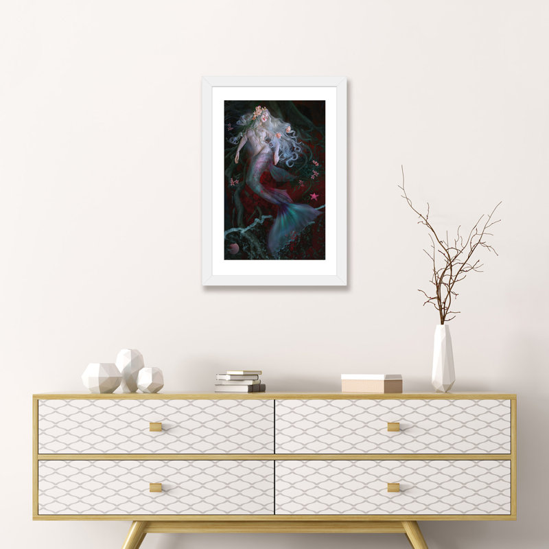 " Cecilia " by Natalie Shau, 24" H x 16" W x 1" D, White Framed Fine Art Paper, White Mat