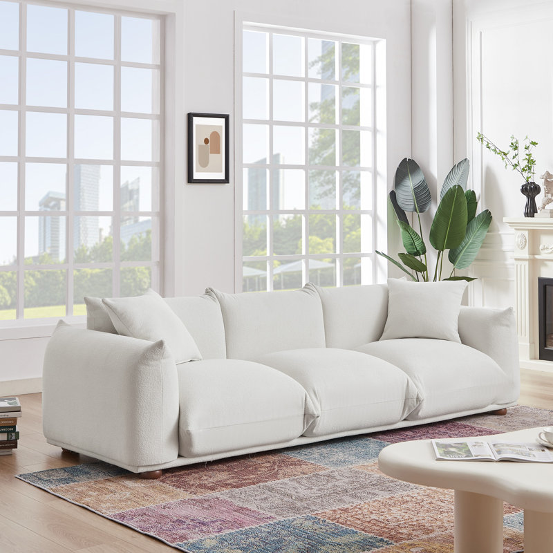 Canapé à accoudoirs arrondis 100 po Maly, Crème Boucle