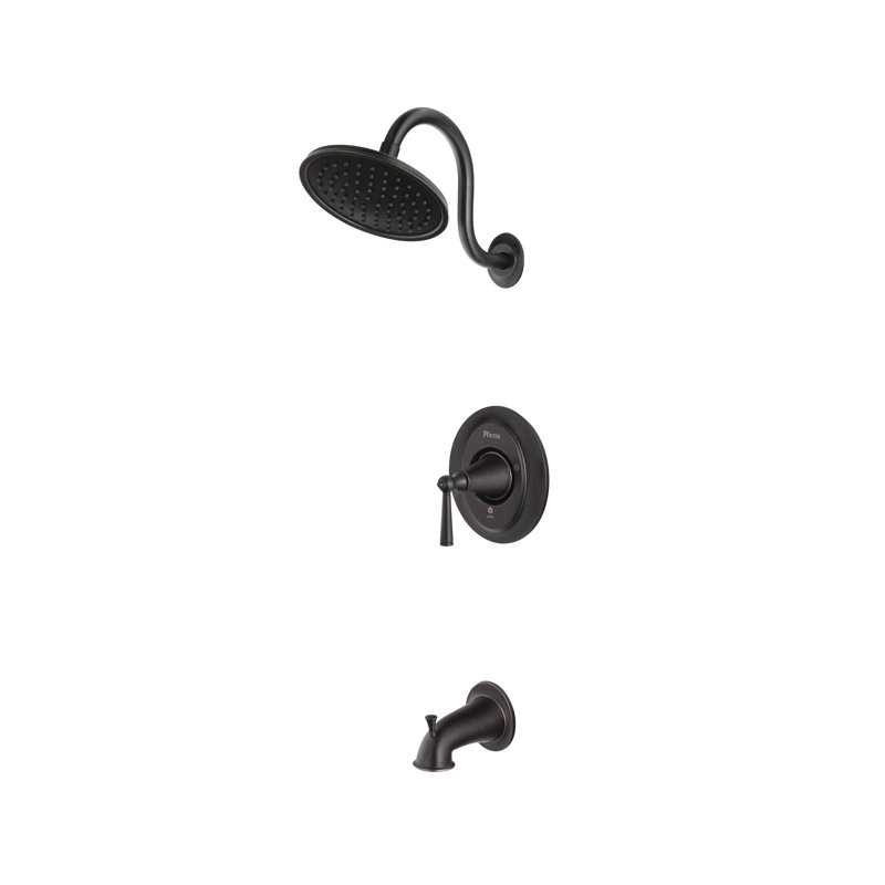 Robinet de baignoire et douche thermostatique avec garniture Saxton, Bronze toscan