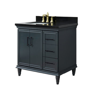 Meuble-lavabo simple 37 po en granite et rectangulaire - porte gauche / lavabo gauche