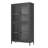 Classic Metal Storage Cabinet Display Cabinet With 4 Glass Doors 4 Shelves Cabinet  Bookcase Side Cabinet For Home Office Living Room Kitchen Hallway - Black, Waffle Grids Tempered Glass, Sideboard