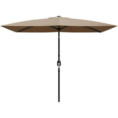 Parasol de marché rectangulaire 10 pi x 6,5 pi avec manivelle et inclinaison bidirectionnelle, brun clair