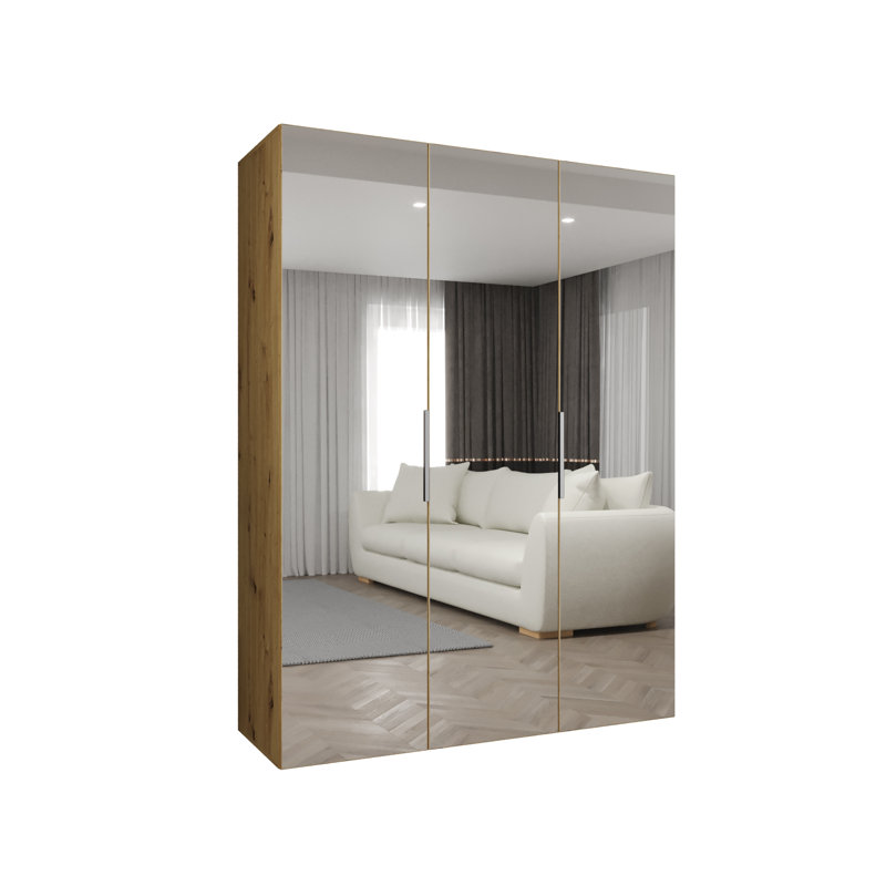 Manufactured Wood Wardrobe, artisan oak + handles: cashmere