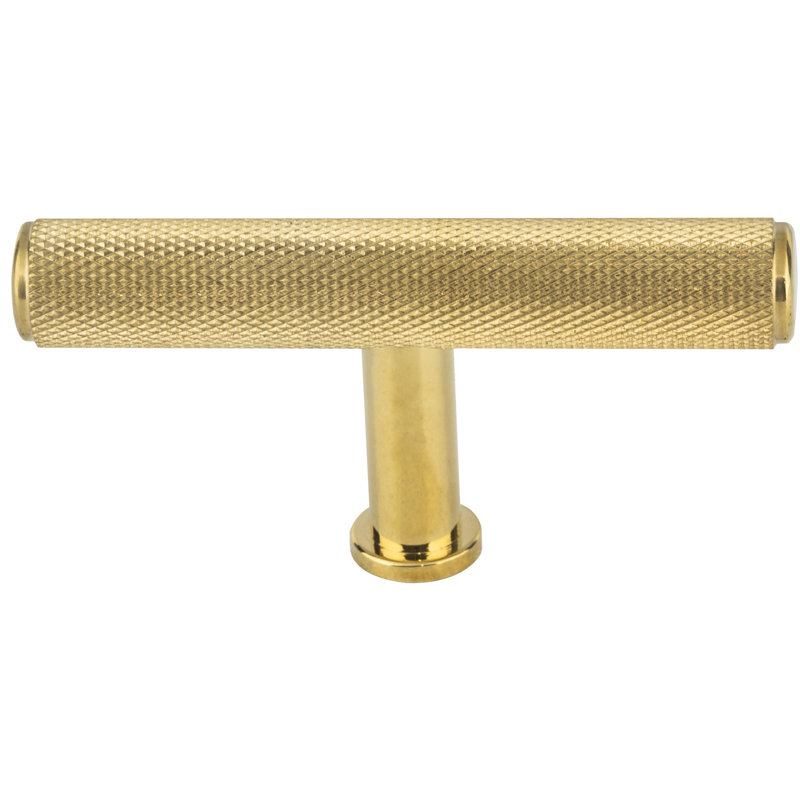 Beliza 2 3/4" Length Knurled T Knob, Unlacquered Brass