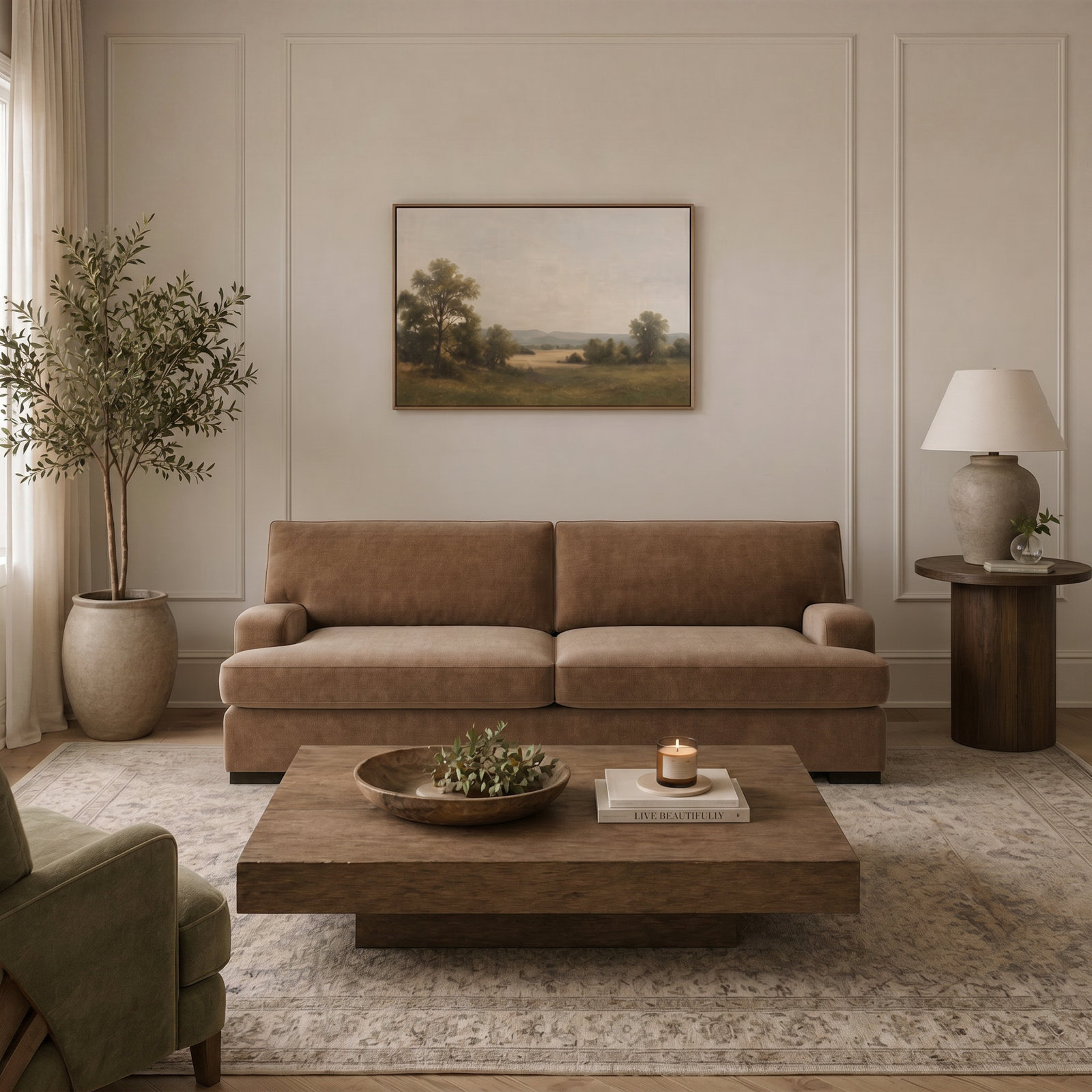 Brooklyn 93'' Sofa, Andrew Cognac Performance Chenille