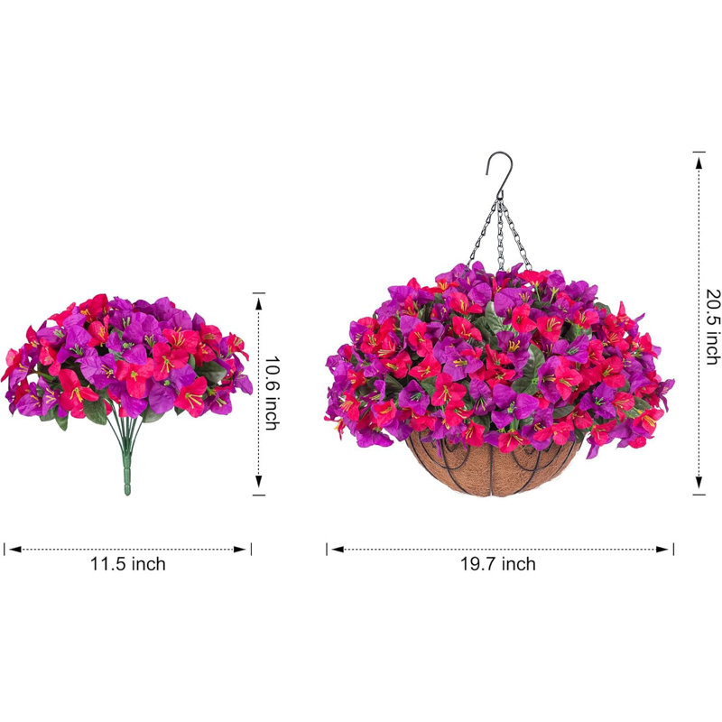 Fleurs artificielles suspendues avec panier