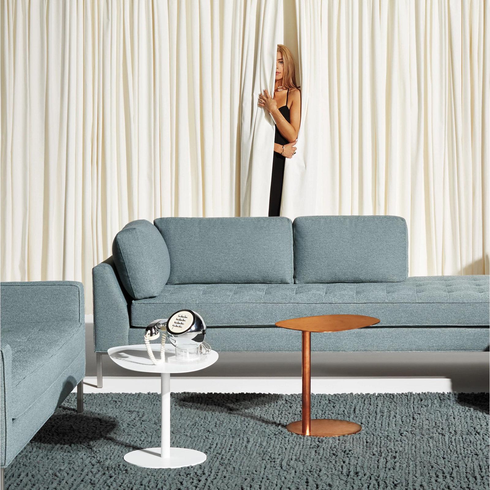Swole Single End Table, White, 20" H x 20" W x 15" D