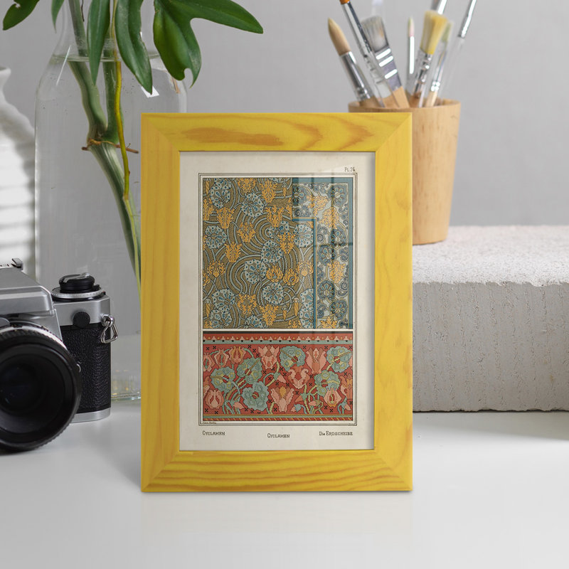Nouveau Decorative I, reproduction d'art encadrée, H 7 po x l 5 po x P 1 po, Jaune