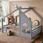 Lit de sol en forme de maison avec fenêtre et tablette de rangement Athzired-125006276-125006279