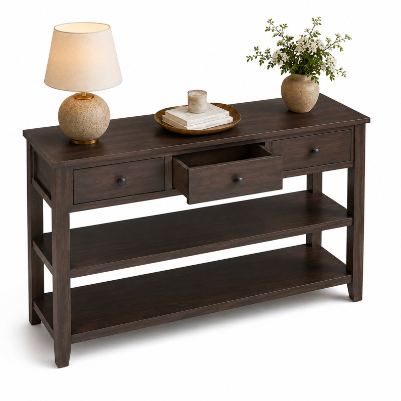 Console Cabras, Bois espresso, Bois espresso, H 30 po x l 50 po x P 16 po
