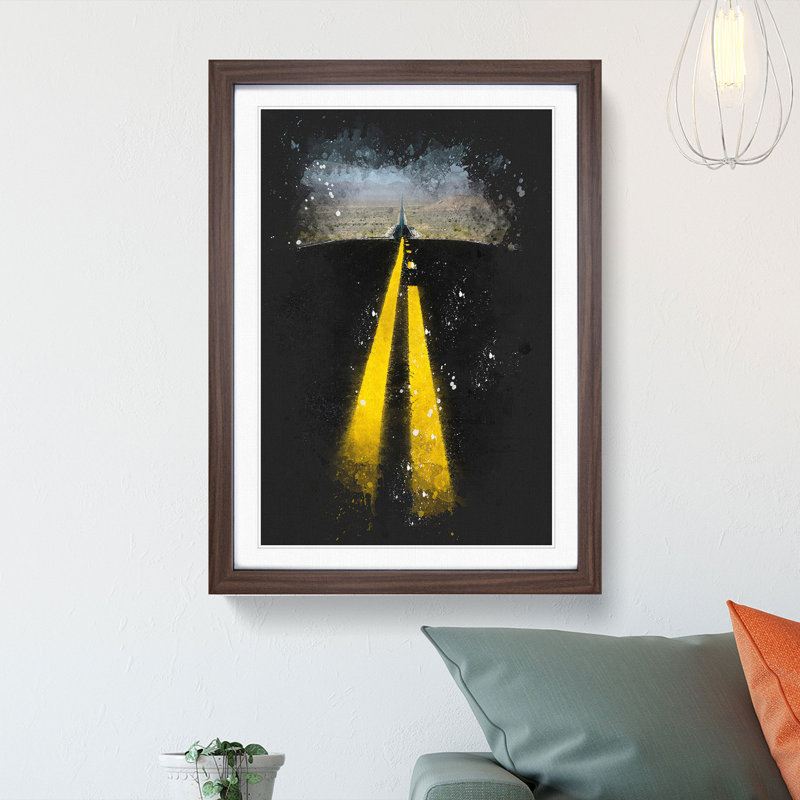 Horizon Of Nevada Paint Splash - Picture Frame Graphic Art, 87cm H x 62cm W x 2cm D, Walnut Framed