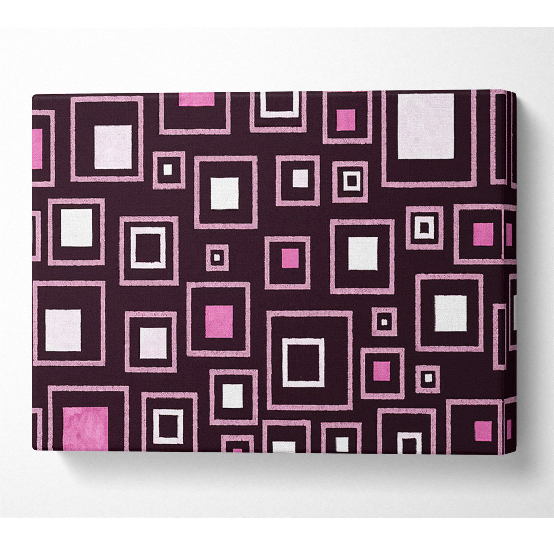 Squares In Squares Pink - Kunstdrucke auf Leinwand - Wrapped Canvas