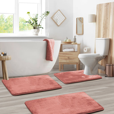 Aighan 3 Piece Ultra Soft and Absorbent Memory Foam Bath Rug Set with Non-Slip Backing