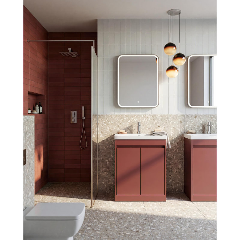 nuie Havana 600mm Soft Linen 2 Door Floor Standing Vanity Unit With Minimalist Basin, Soft Linen, 62 cm W