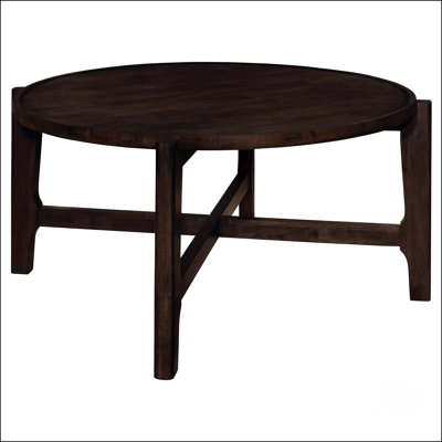 Dark Brown Round Solid Wood Coffee Table