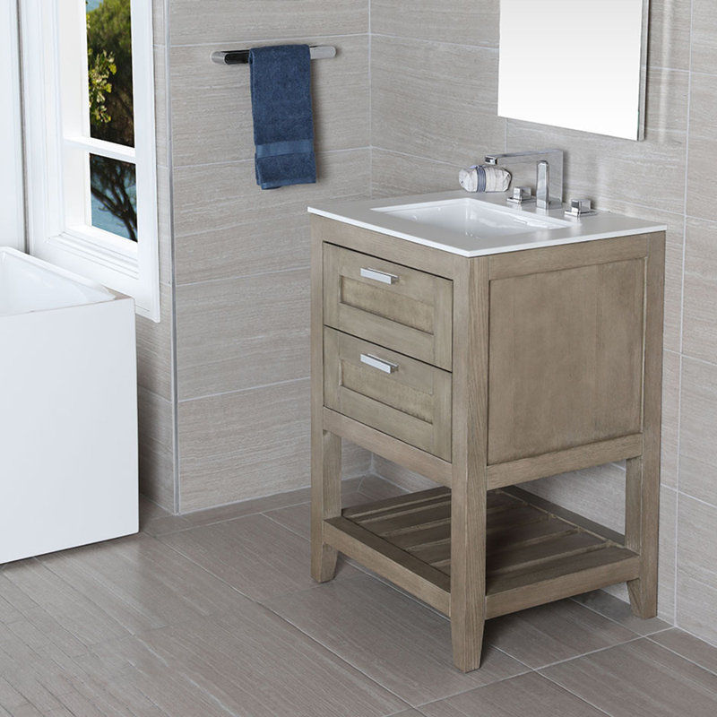Stile 23.5'' W Single Bathroom Vanity Base, Matte White