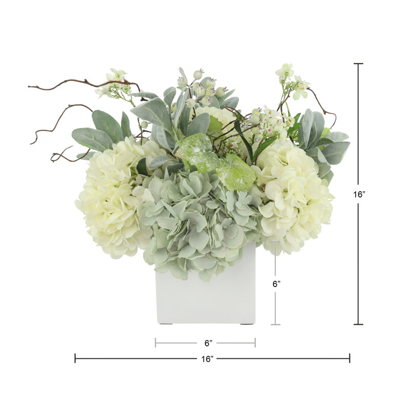 Polysilk Hydrangea Arrangement in Pot