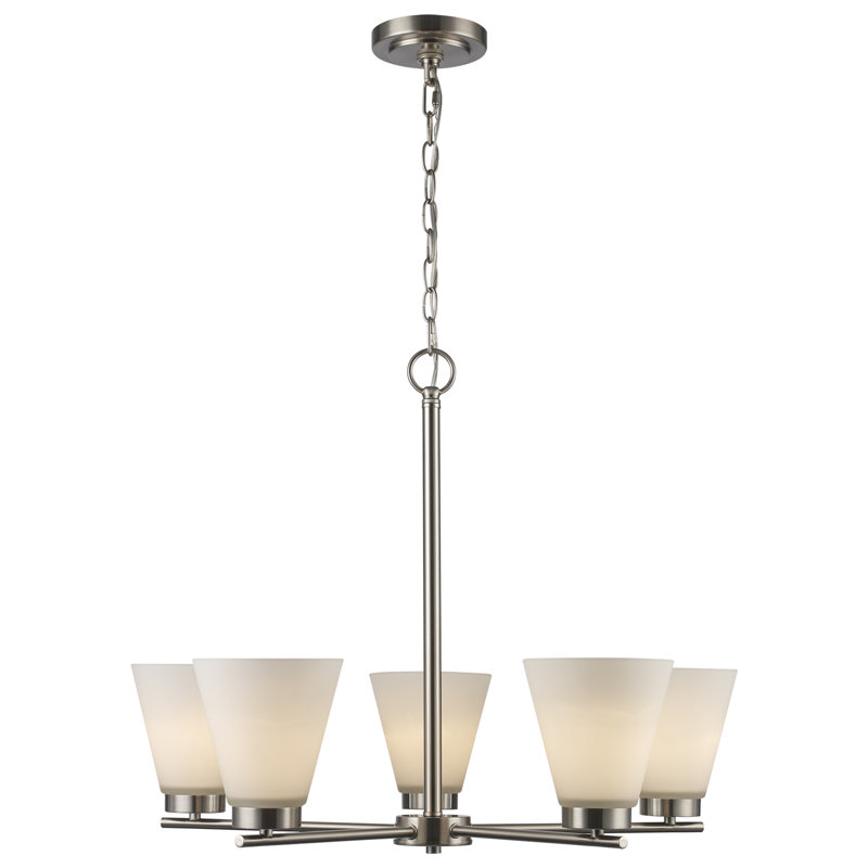 Lustre empire 5 lumières, Nickel brossé