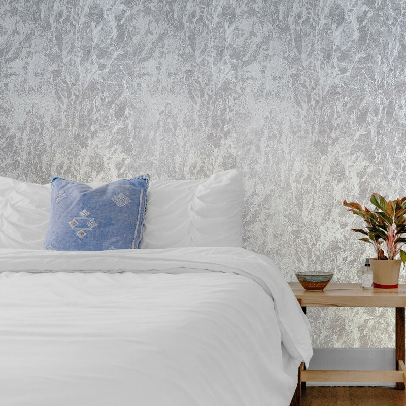 Gray Metallic Modern Textured Wallpaper