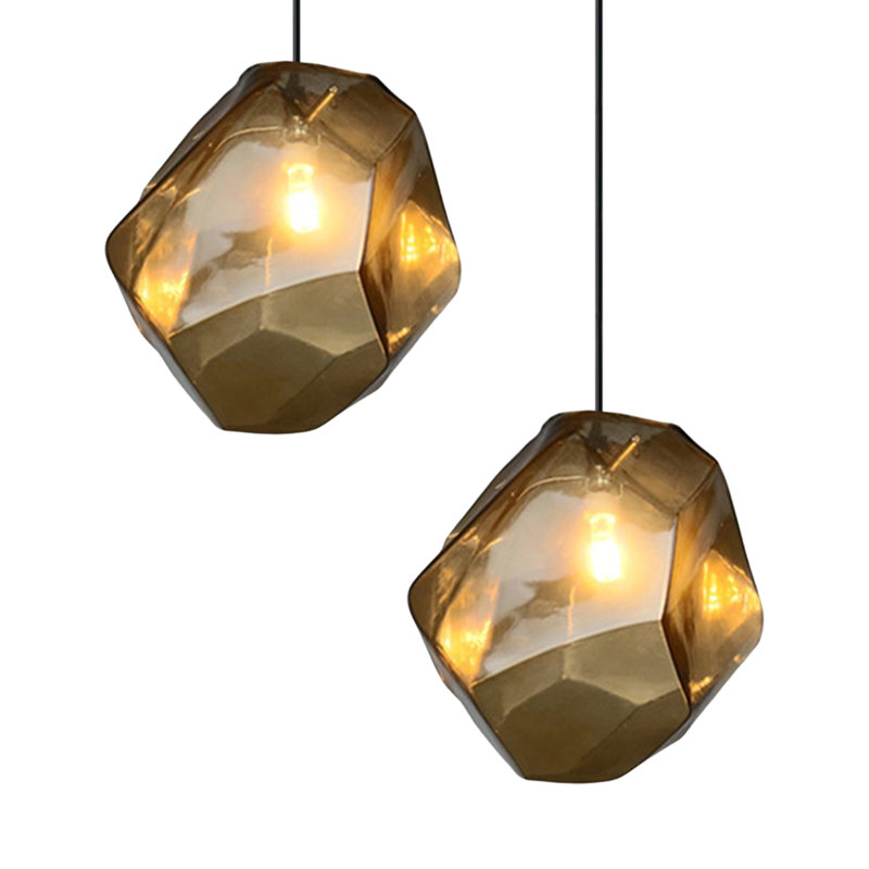 Darah - Light Matte Black Geometric Pendant, Amber