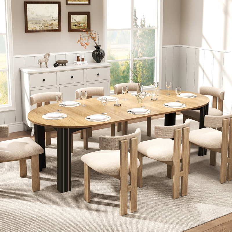 Table de salle à manger ronde en bois de 43 à 78 po avec rallonge à rallonge, table de cuisine extensible pour appartement, salon, table de salle à manger ovale extensible pour 4 à 8 personnes, noir noyer