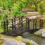 Pont de jardin en arche en métal 6 pi avec 660 lb Capacité de poids, barrières de sécurité, motifs de vignes, assemblage facile pour ruisseau, ruisseau, étang, brun