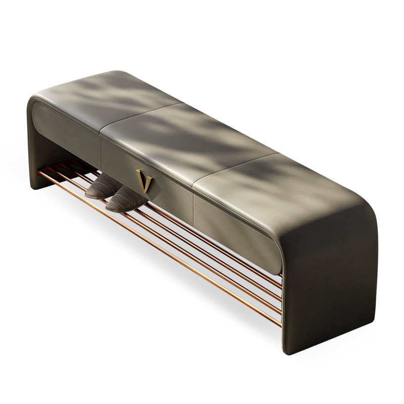 Banc de rangement rembourré pour chaussures, Gris