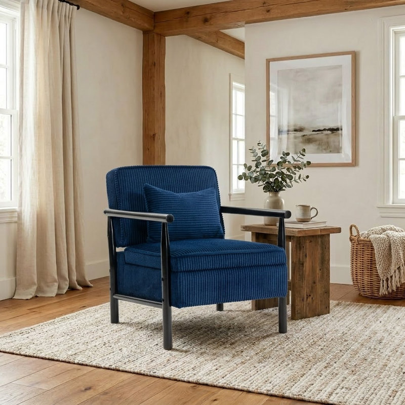 Chaise d'appoint moderne avec siège de rangement relevable, fauteuil de lecture rembourré en velours côtelé pour chambre à coucher, salon