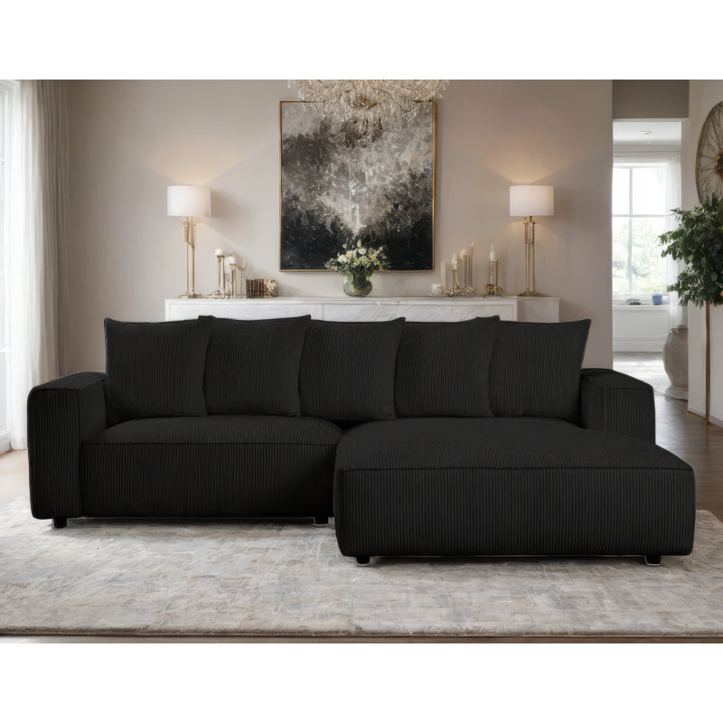 Canapé modulaire Raquel, Tissu noir