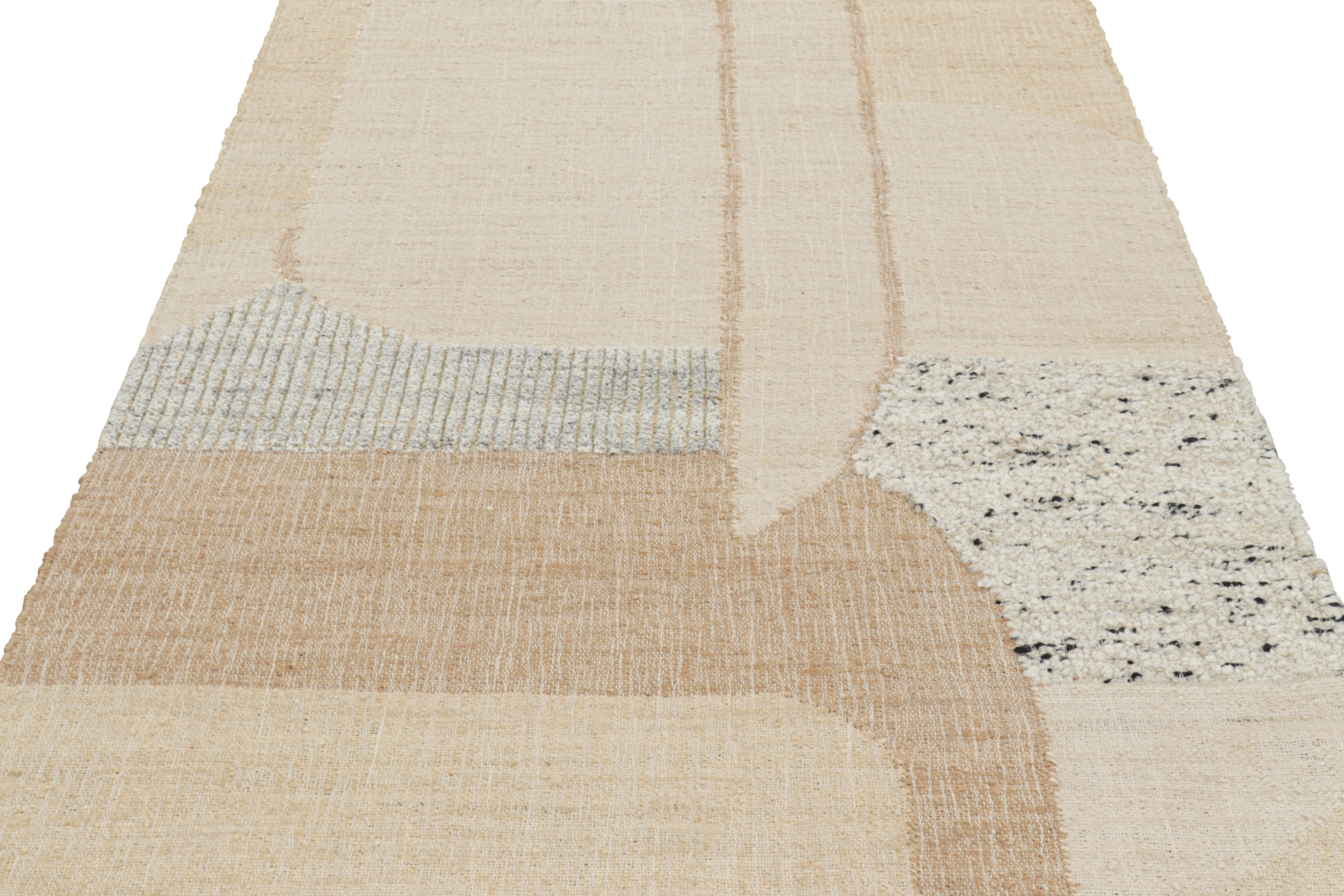 Rug & Kilim's Abstract Flatweave With Cream And Beige Geometric ...