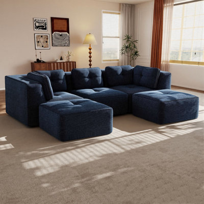 Ensemble de canapé moderne et modulaire, revêtement en velours côtelé, très grand trois places, sièges spacieux, aucun assemblage requis, conception antidérapante, pour le salon