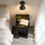 Table de chevet étroite noire avec tiroir et tablette ouverte - Table d'appoint peu encombrante pour la chambre à coucher ou le salon (design minimaliste moderne)