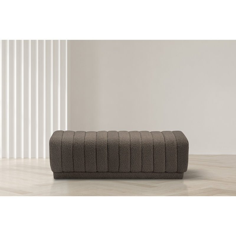 Heathrow Boucle Fabric Upholstered Ottoman, Brown Boucle Fabric