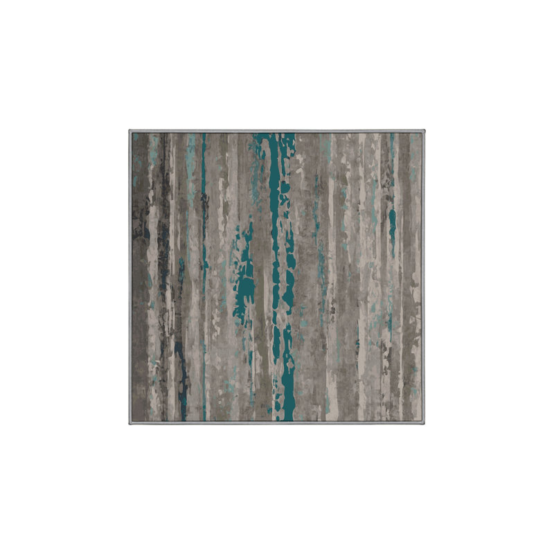 Machine Washable Gray Area Rug GSIX03688, Square 7'
