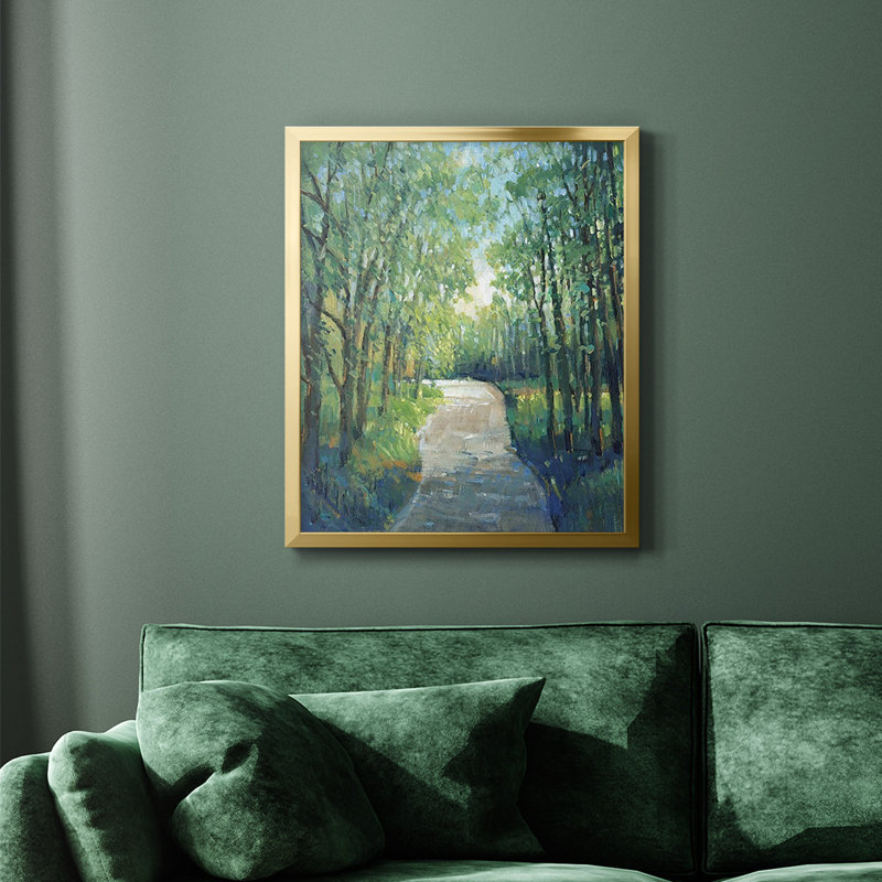 Toile encadrée de qualité supérieure Golden Light Pathway I - prête à être accrochée, Or, H 24 po x l 20 po