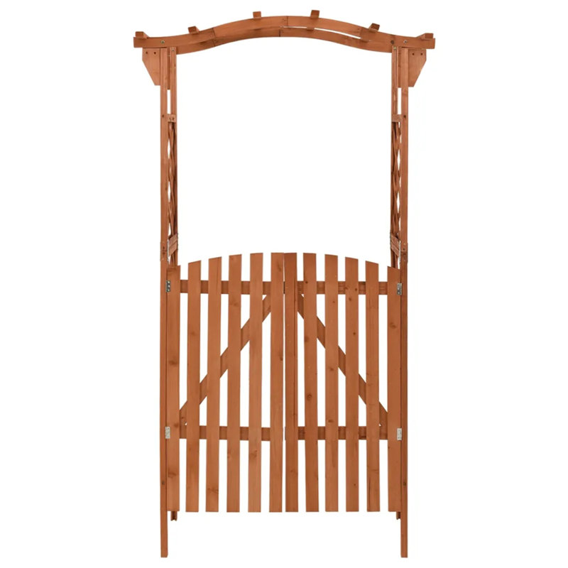 Waris 25cm W x 45cm D Solid Wood Arbour with Gate in Brown
