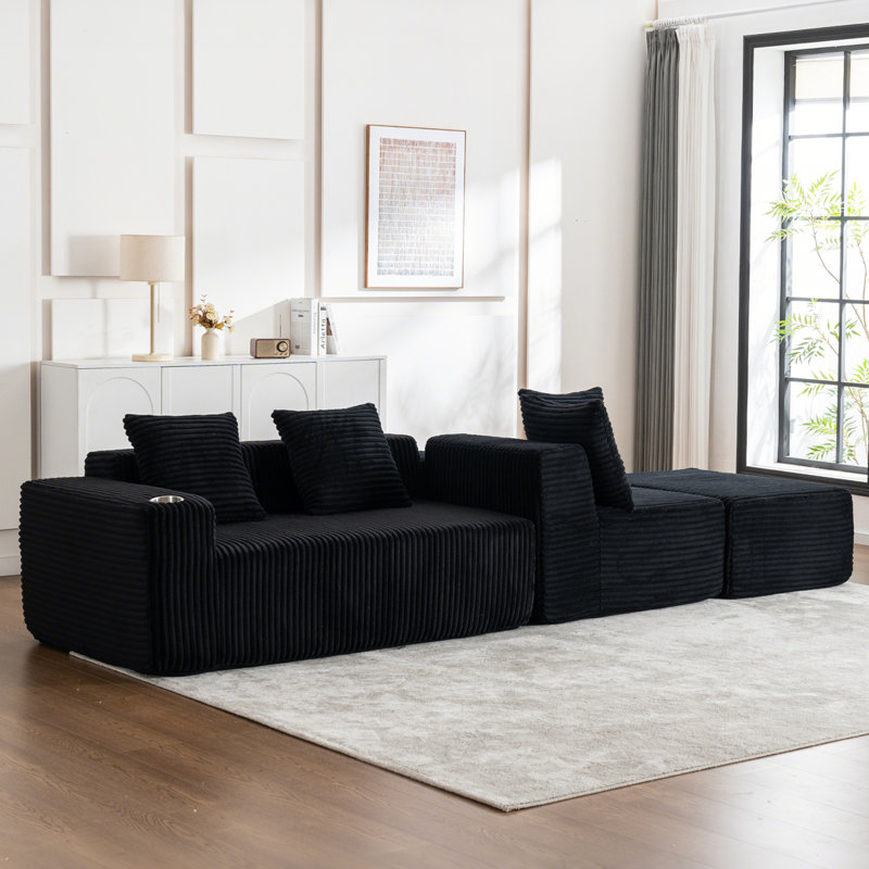105" Cloud Modular Sectional Couch With L-shape Chaise，no Assembly Required， Comfy Deep Seat Chenille Boneless Couches For Living Room