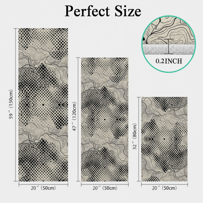 Abstract Wave Non-Slip Washable Kitchen Mats