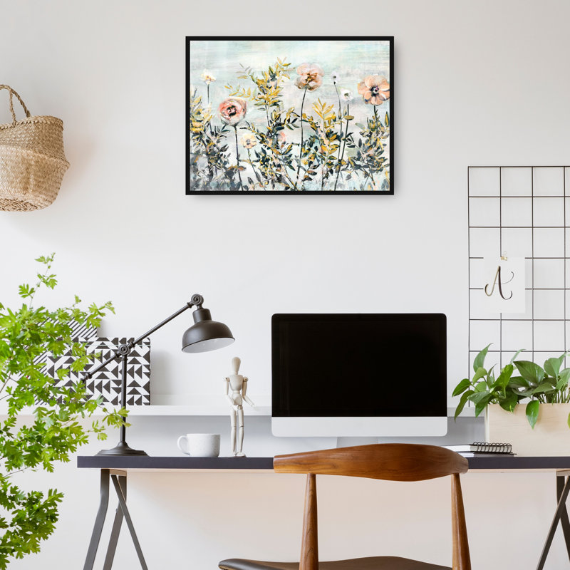 "Jardin du matin" par Studio Arts, reproduction d'art sur toile, H 43 po x l 57 po x P 1,5 po, Toile encadrée noire saturée